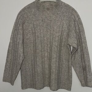 J. Crew Vintage Ribbed Mockneck 100% Lambswool Sweater - Gray-Small